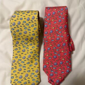 Vineyard Vines Yellow and Red Fish Pattern Ties